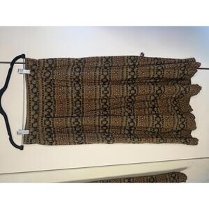 Vintage Patterned Midi Skirt with Pockets